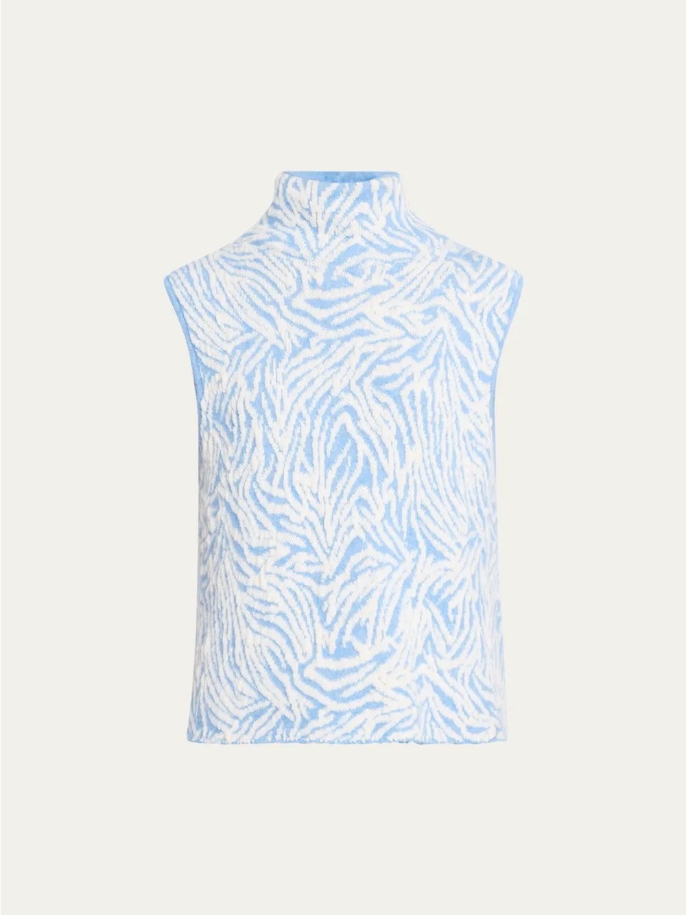 Ramy Brook Bev Animal Jacquard Sweater Vest Blue White Size Medium